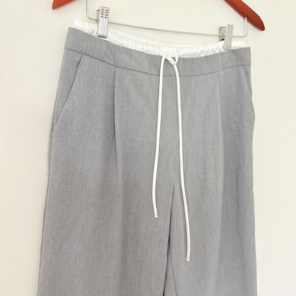 NWT Zara High Waist Gray Wide Leg Pants Drawstring Elastic Waist Sz S (Flaw) - Picture 4 of 11